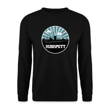 Ruhrpott Blue Hour Skyline - Unisex Pullover - Schwarz - Vorne - Alina (178cm) & Michal (187cm)