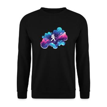 Astronaut in the Colorful Nebula: Space Hike - Unisex Sweatshirt - black - Front - Alina (178cm) & Michal (187cm)