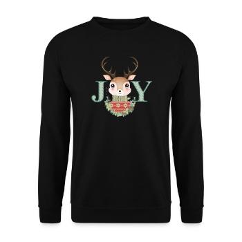 cute deer with sweater and christmas wreath - Unisex Sweatshirt - black - Front - Alina (178cm) & Michal (187cm)