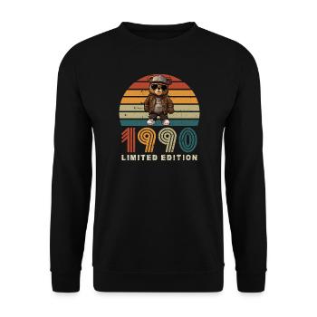 Limited Edition 1990's Year of Construction Birthday Retro - Unisex Sweatshirt - black - Front - Alina (178cm) & Michal (187cm)