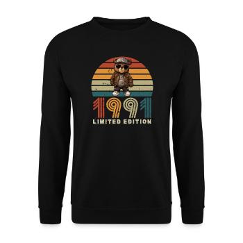 Limited Edition 1991 Year of Construction Birthday Vintage - Unisex Sweatshirt - black - Front - Alina (178cm) & Michal (187cm)