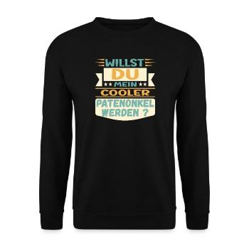 PATENONKEL WERDEN - ONKEL TAUFE PATE - Unisex Pullover - Schwarz - Vorne - Alina (178cm) & Michal (187cm)