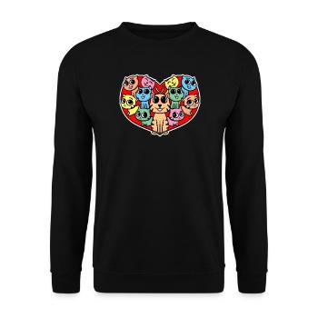Amour du cœur des chats - Sweat-shirt Unisexe - noir - Devant - Alina (178cm) & Michal (187cm)