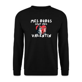 Mes Bébés Sont Mes Valentin - Sweat-shirt Unisexe - noir - Devant - Alina (178cm) & Michal (187cm)