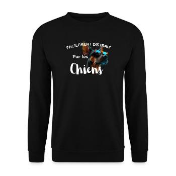Facilement Distrait Par les Chiens - Sweat-shirt Unisexe - noir - Devant - Alina (178cm) & Michal (187cm)