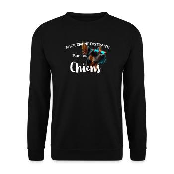 Chien Distrait en Lunettes - Sweat-shirt Unisexe - noir - Devant - Alina (178cm) & Michal (187cm)