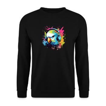 Budgie with headphones Budgies Bird - Unisex Sweatshirt - black - Front - Alina (178cm) & Michal (187cm)