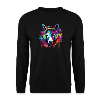 Esel mit Kopfhörer Musik Tiere - Unisex Pullover - Schwarz - Vorne - Alina (178cm) & Michal (187cm)