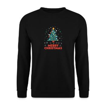 Merry Christmas Weihnachts Design Tannenbaum Neu - Unisex Pullover - Schwarz - Vorne - Alina (178cm) & Michal (187cm)
