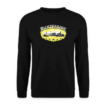 Buxtehude - Stadt Silhouette /Hase und Igel - Unisex Pullover - Schwarz - Vorne - Alina (178cm) & Michal (187cm)