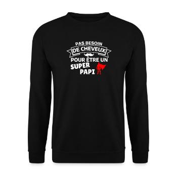 Humour capillaire super héros paternité - Sweat-shirt Unisexe - noir - Devant - Alina (178cm) & Michal (187cm)