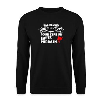 Humour Capes Super Héros Cheveux - Sweat-shirt Unisexe - noir - Devant - Alina (178cm) & Michal (187cm)