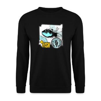 Illustration de poisson aquatique avec badge d’activiste - Sweat-shirt Unisexe - noir - Devant - Alina (178cm) & Michal (187cm)
