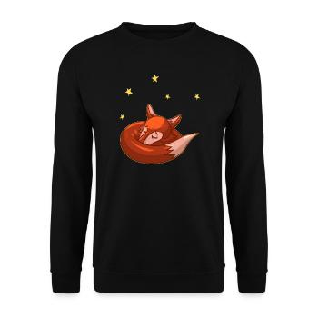 Schlafender Fuchs unter den Sternen - Unisex Pullover - Schwarz - Vorne - Alina (178cm) & Michal (187cm)