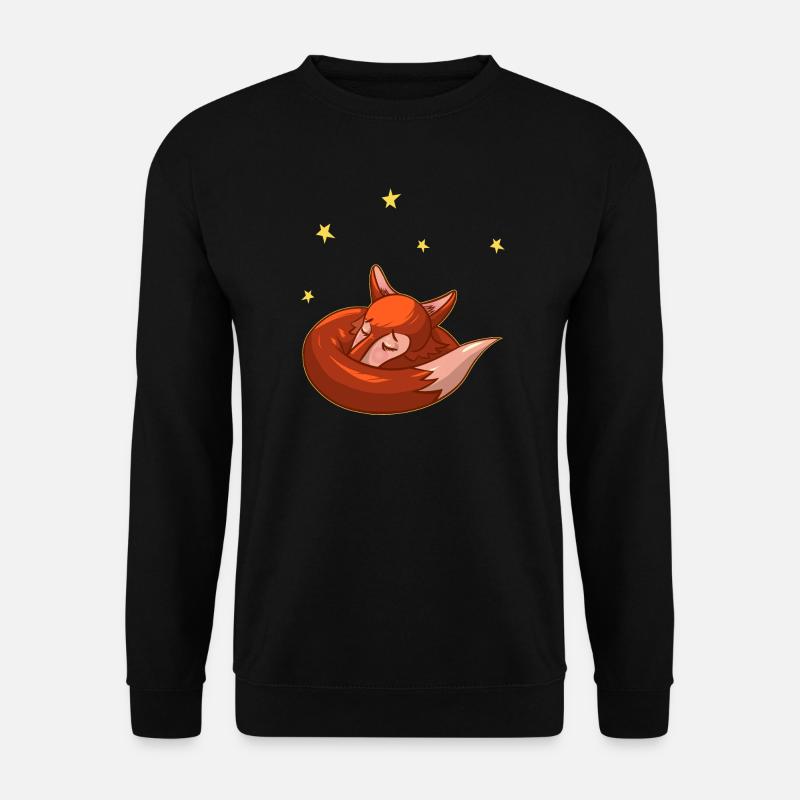 Schlafender Fuchs unter den Sternen - Unisex Pullover - Schwarz