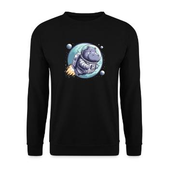 Weltraumastronaut Nilpferd - Unisex Pullover - Schwarz - Vorne - Alina (178cm) & Michal (187cm)