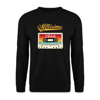 Millésime 1946 Cadeau 77 Ans Anniversaire Humour - Sweat-shirt Unisexe - noir - Devant - Alina (178cm) & Michal (187cm)