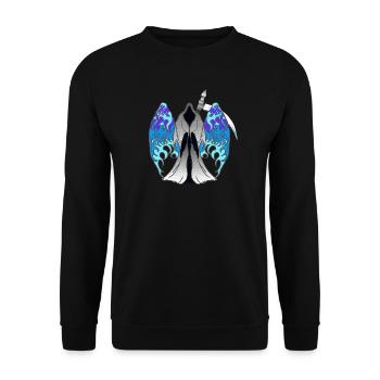 Sensenmänner designs, Feuerflügel, Fantasy Prints - Unisex Pullover - Schwarz - Vorne - Alina (178cm) & Michal (187cm)