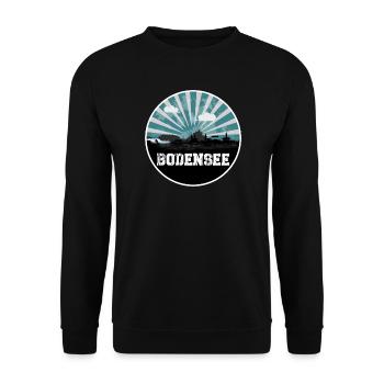 Bodensee Blue Hour Skyline - Unisex Pullover - Schwarz - Vorne - Alina (178cm) & Michal (187cm)