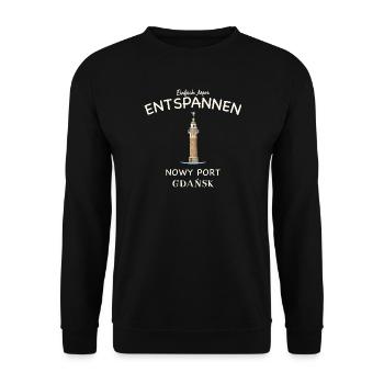 Danzig Leuchtturm Meer Entspannen Polen Zeichnung - Unisex Pullover - Schwarz - Vorne - Alina (178cm) & Michal (187cm)
