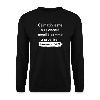 Matin humoristique queue en l'air - Sweat-shirt Unisexe - noir - Devant - Alina (178cm) & Michal (187cm)