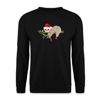 paresseux drôle avec chapeau de père Noël pour Noël - Sweat-shirt Unisexe - noir - Devant - Alina (178cm) & Michal (187cm)