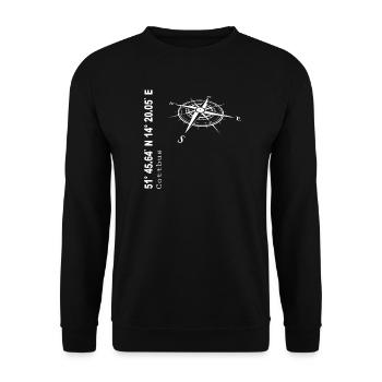 Koordinaten Cottbus - Unisex Pullover - Schwarz - Vorne - Alina (178cm) & Michal (187cm)