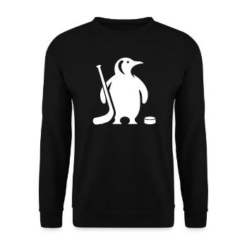 Minimalistische Pinguin Eishockey Silhouette - Unisex Pullover - Schwarz - Vorne - Alina (178cm) & Michal (187cm)