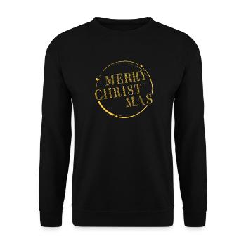 Merry Christmas Typo in a round Circle - Unisex Pullover - Schwarz - Vorne - Alina (178cm) & Michal (187cm)