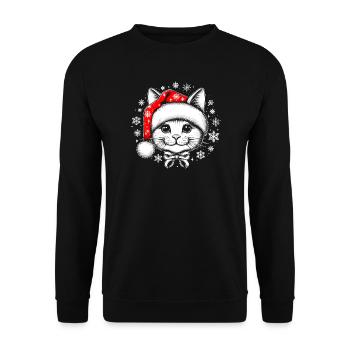 Christmas cat - Unisex Sweatshirt - black - Front - Alina (178cm) & Michal (187cm)