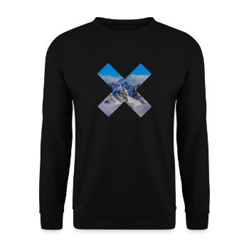 Abstrakte schneebedeckte Berge - Unisex Pullover - Schwarz - Vorne - Alina (178cm) & Michal (187cm)