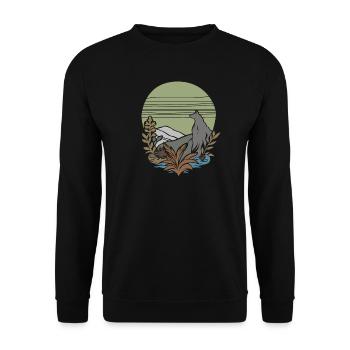 vintage wolf - Unisex Pullover - Schwarz - Vorne - Alina (178cm) & Michal (187cm)