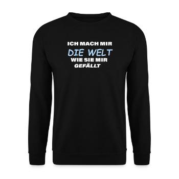 Ich mach mir die Welt ... - Unisex Pullover - Schwarz - Vorne - Alina (178cm) & Michal (187cm)