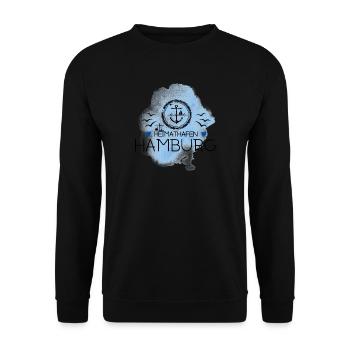 Hamburg Heimathafen- Ankermotiv - Unisex Pullover - Schwarz - Vorne - Alina (178cm) & Michal (187cm)