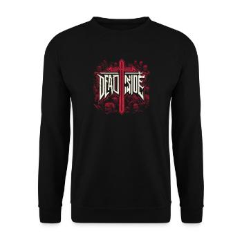 Höllisches Design mit Schwert und Totenköpfen - Unisex Pullover - Schwarz - Vorne - Alina (178cm) & Michal (187cm)