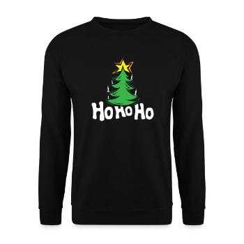 Hohoho Christmas Tree Fir Tree Symbol Stars - Unisex Sweatshirt - black - Front - Alina (178cm) & Michal (187cm)