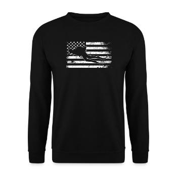 Surfing Silhouette on Weathered US Flag - Unisex Sweatshirt - black - Front - Alina (178cm) & Michal (187cm)