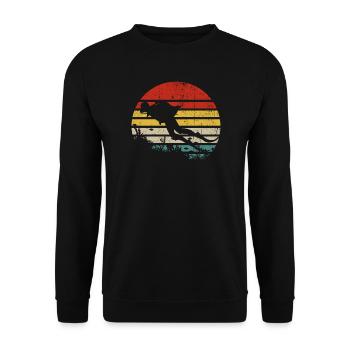 Retro Sunset Surf Silhouette - Unisex Sweatshirt - black - Front - Alina (178cm) & Michal (187cm)