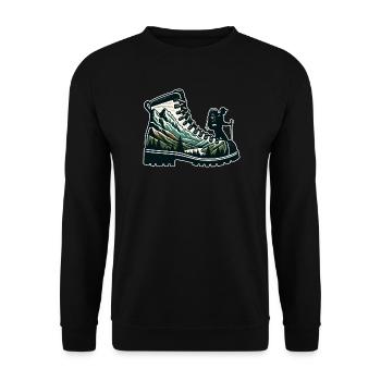 Hiking boots Mountain Trekkeur Randonneur - Unisex Sweatshirt - black - Front - Alina (178cm) & Michal (187cm)