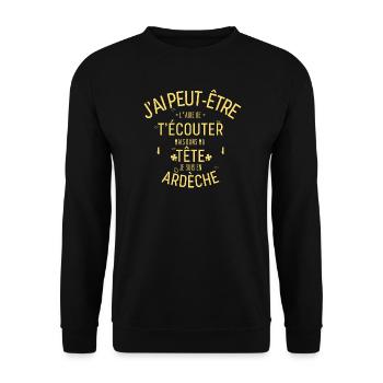 Dans ma Tête je suis En Ardèche - Sweat-shirt Unisexe - noir - Devant - Alina (178cm) & Michal (187cm)