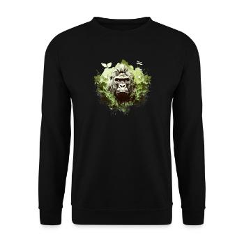 Emerald Jungle Gorilla - Unisex Sweatshirt - black - Front - Alina (178cm) & Michal (187cm)