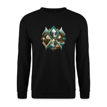 Geometric forest and waterfalls - Unisex Sweatshirt - black - Front - Alina (178cm) & Michal (187cm)