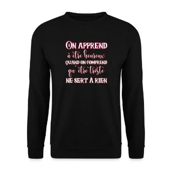 Bonheur par la compréhension des émotions - Sweat-shirt Unisexe - noir - Devant - Alina (178cm) & Michal (187cm)
