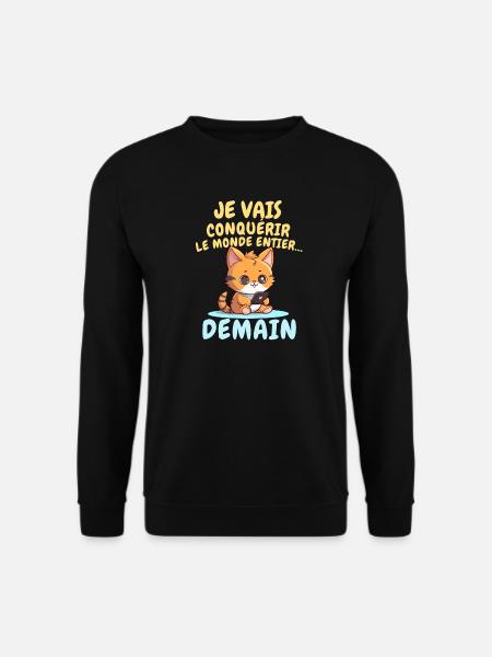 Chat ambitieux demain conquérir le monde - Sweat-shirt Unisexe - noir