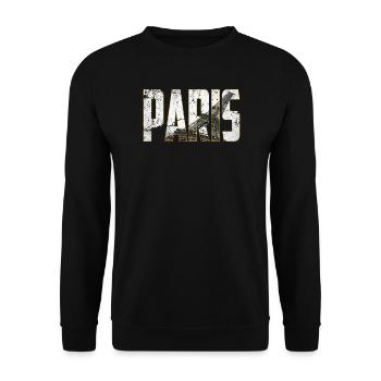 Paris en Lettres avec Tour Eiffel - Sweat-shirt Unisexe - noir - Devant - Alina (178cm) & Michal (187cm)