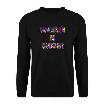 Franken is Subber - Franken ist Super - Dialekt - Unisex Pullover - Schwarz - Vorne - Alina (178cm) & Michal (187cm)