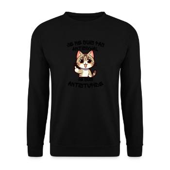 Chat coquin doigt levé - Sweat-shirt Unisexe - noir - Devant - Alina (178cm) & Michal (187cm)