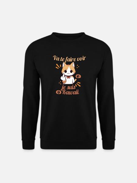 Chat kawaii provocateur - Sweat-shirt Unisexe - noir