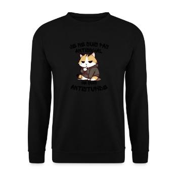 Chat Rebelle Hoodie Grinçant - Sweat-shirt Unisexe - noir - Devant - Alina (178cm) & Michal (187cm)