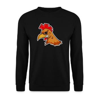 Huhn Kopf - Unisex Pullover - Schwarz - Vorne - Alina (178cm) & Michal (187cm)